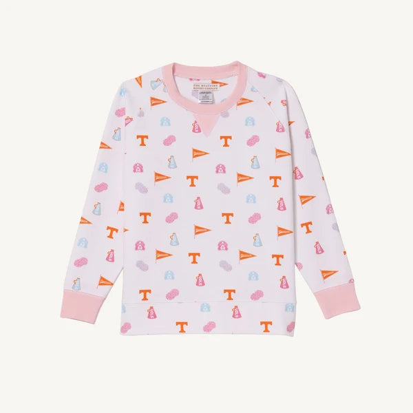 Tennessee Cassidy Comfy Crewneck Victory in Orange with Palm Beach Pink
