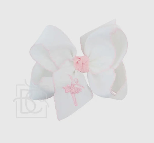 Light Pink Ballerina on Crochet Edge Bow 5.5”