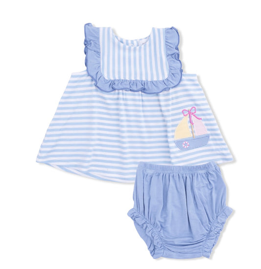 Bubbly Sailboat Stripe Bloomer Set