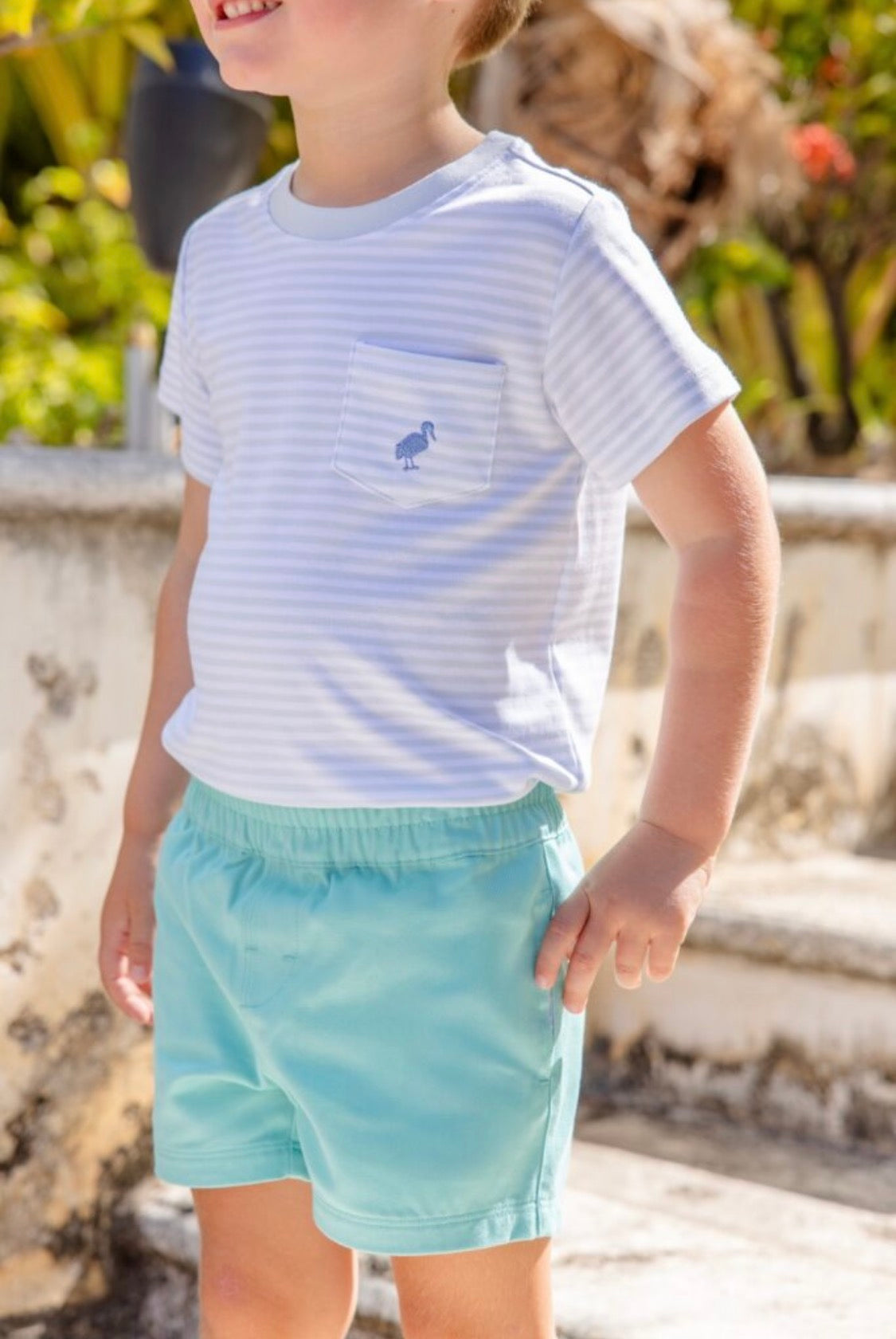 Sheffield Shorts Twill Turks Teal with Worth Avenue White Stork
