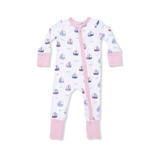 Bubbly Sailboats Pink Convertible Romper