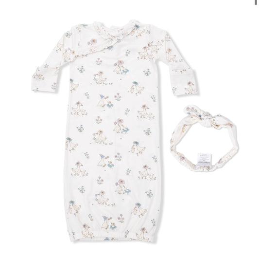 Flower Ducklings Kimono Gown & Knot Headband