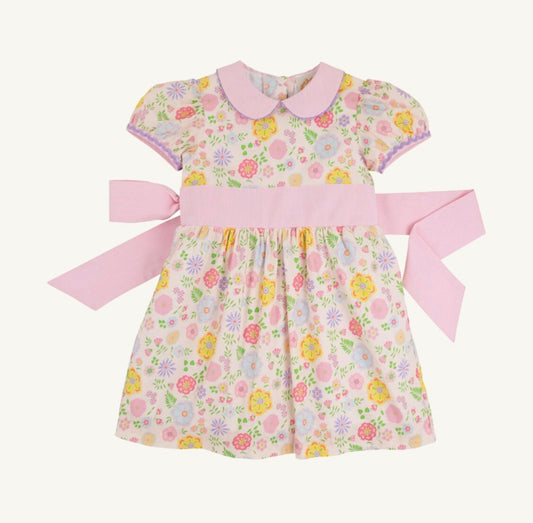 Cindy Lou Sash Dress Broadcloth Boca Grande Begonia/Hamptons Hot Pink Pique Stripe