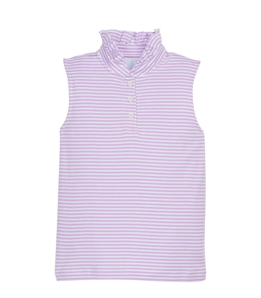 Sleeveless Hastings Polo-Lavender Stripe