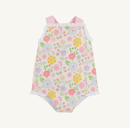 Sisi Sunsuit Broadcloth Boca Grande Begonia/Hamptons Hot Pink Pique Stripe