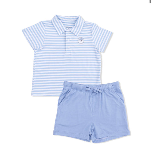 Striped Golf Polo with Casual Short