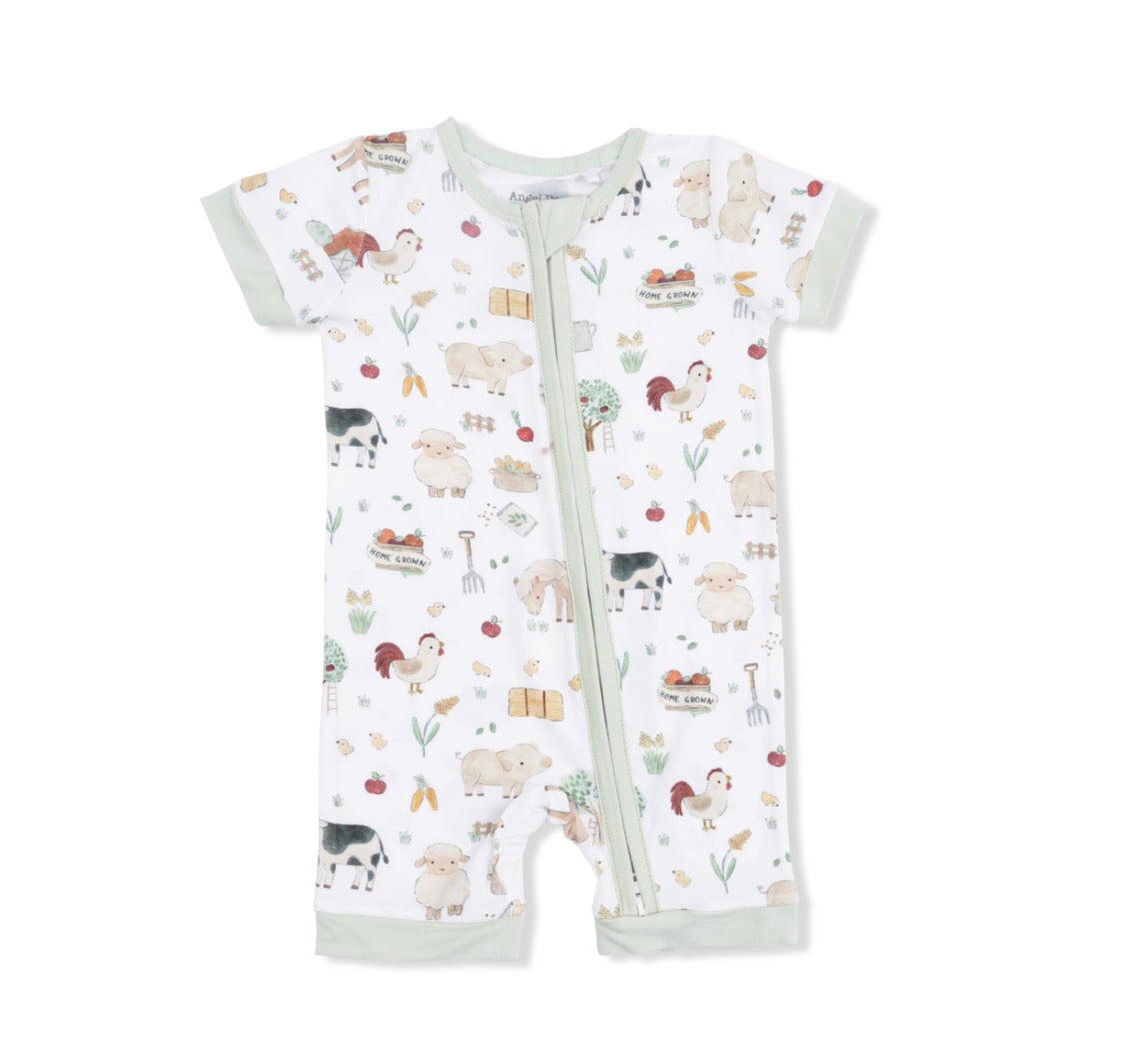 Cute Farm Animals Shortie 2 Way Zipper Romper