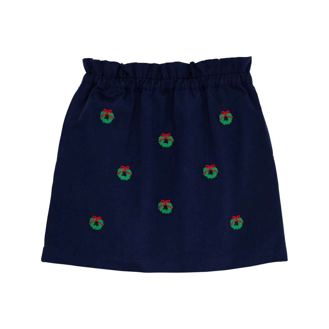 Critter Beasley Bag Skirt
Nantucket Navy with Wreath Embroidery