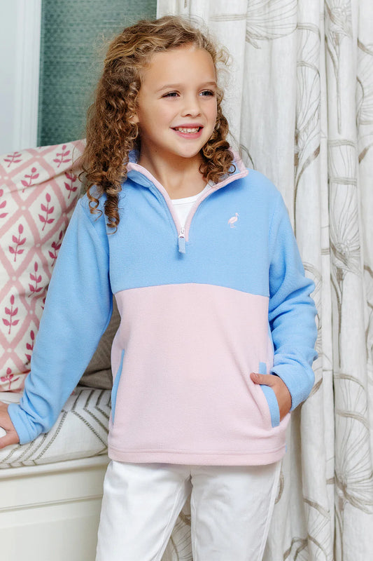 Hayword Half-Zip (Fleece) Beale Street Blue & Palm Beach Pink with Palm Beach Pink Stork