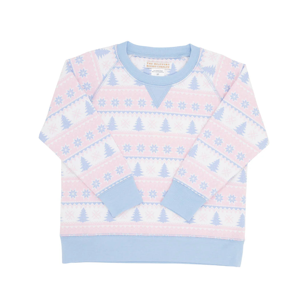 Smitty Sweatshirt
Fairisle Flurries (Pink) with Beale Street Blue