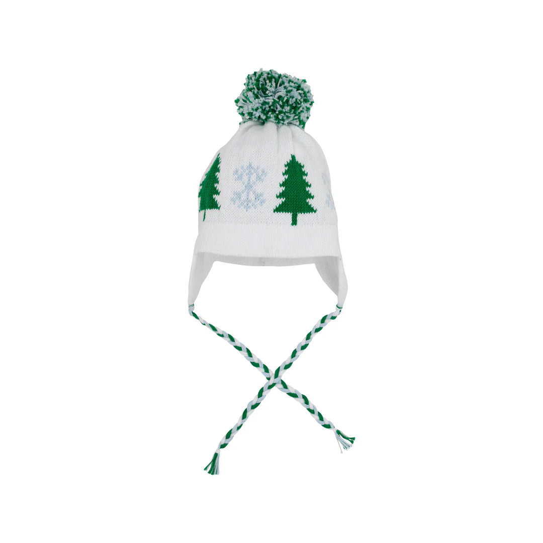 Parrish Pom Pom Hat
Worth Avenue White with Kiawah Kelly Green Trees & Buckhead Blue Snowflakes