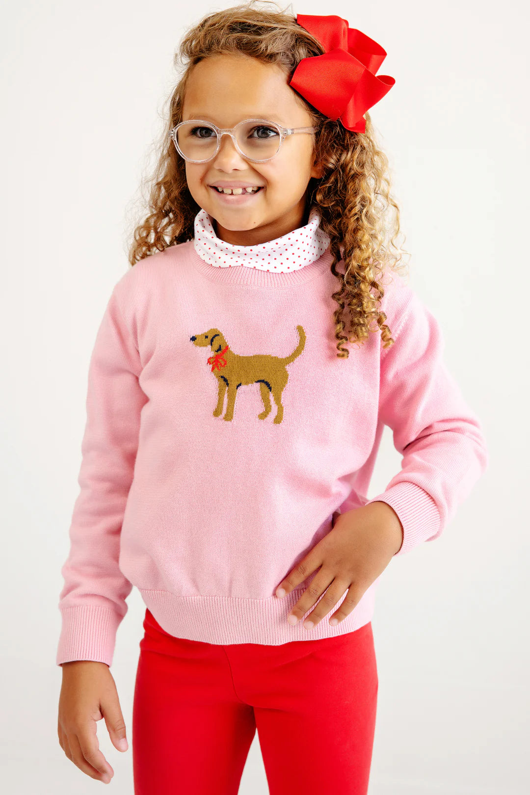 Isabelle's Intarsia Sweater
Hamptons Hot Pink with Dog Intarsia