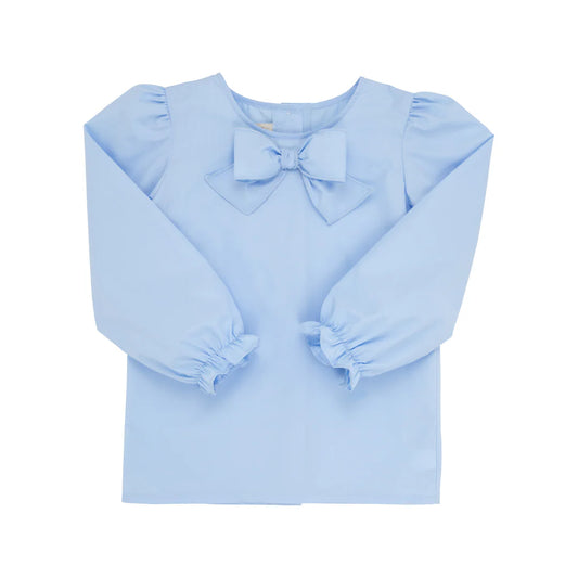 Beatrice Bow Blouse-Broadcloth, Beale Street Blue