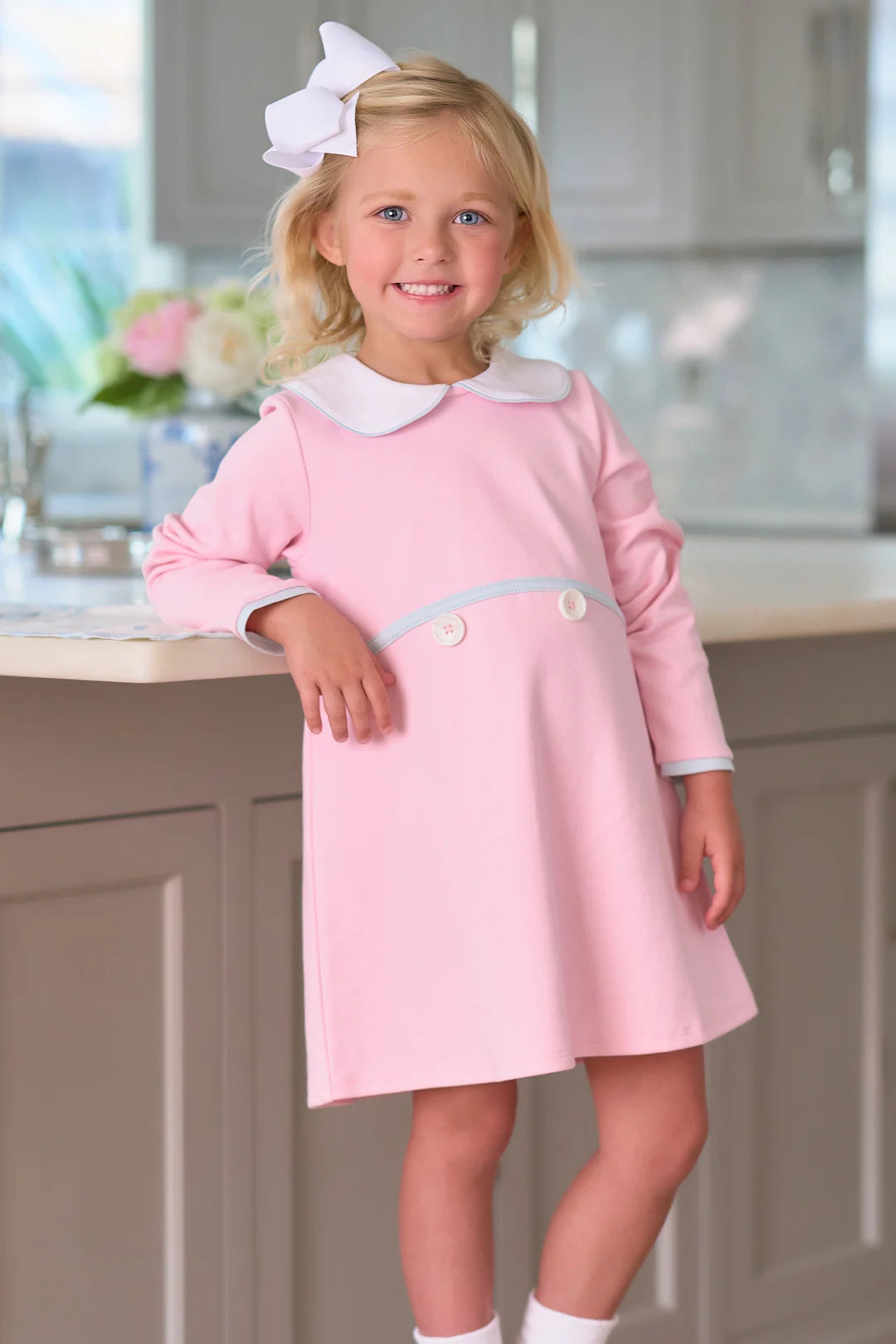 Lindy’s Lunch Dress - Pima, Palm Beach Pink/Worth Avenue White/Beale Street Blue