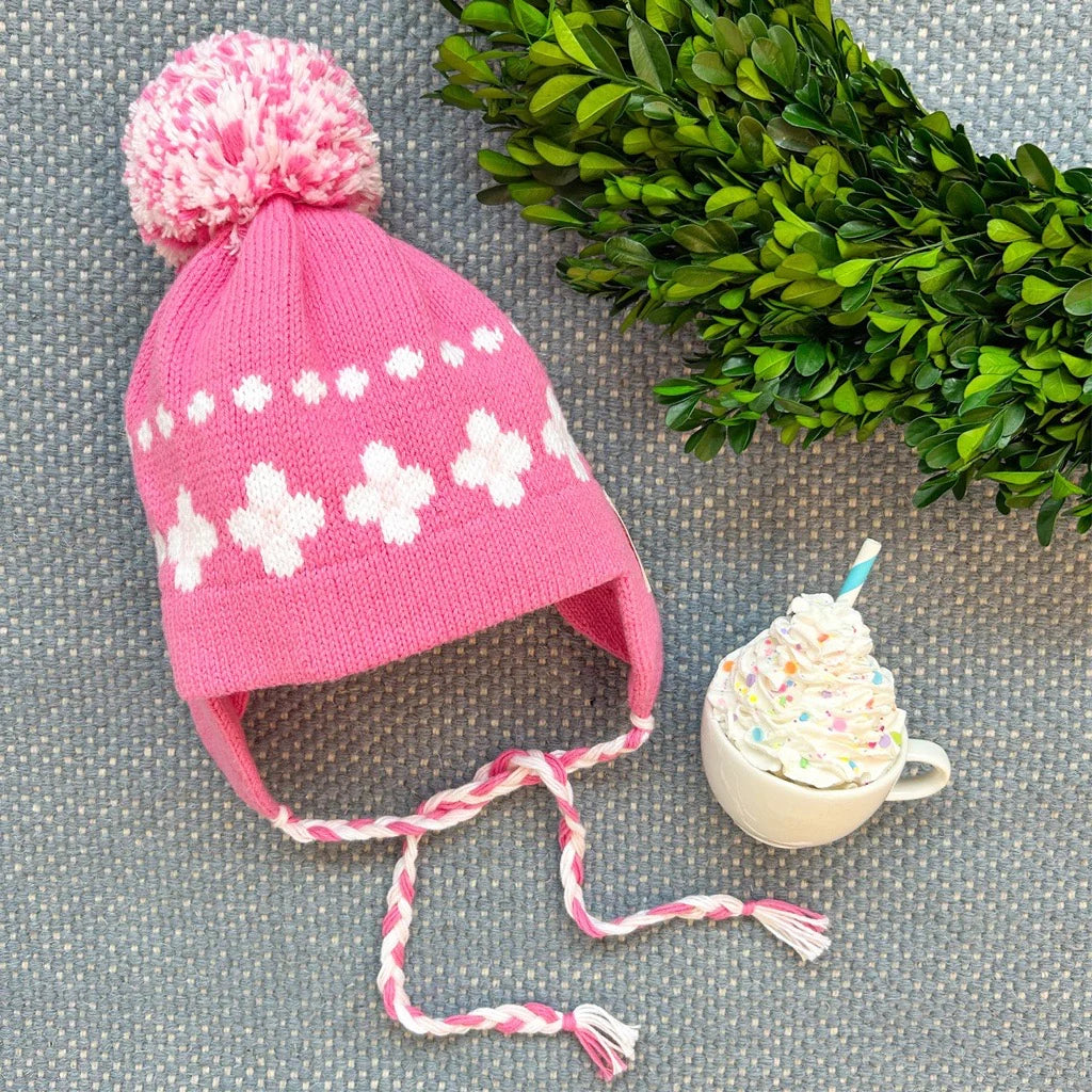 Parrish Pom Pom Hat, Hamptons Hot Pink/Worth Avenue White