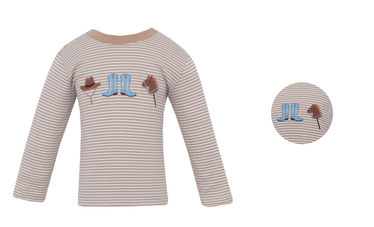 Cowboy Khaki Knit Stripe Boy’s L/S Tshirt