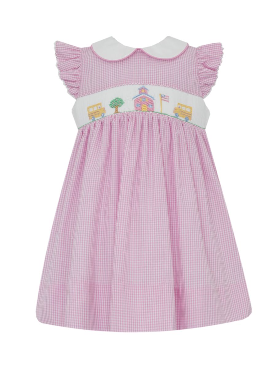 School House Pink Gingham Angel Sleeve Dress