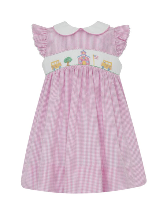 School House Pink Gingham Angel Sleeve Dress