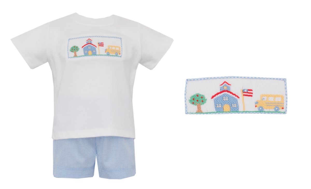 School House Boy’s Light Blue Gingham Short Set
