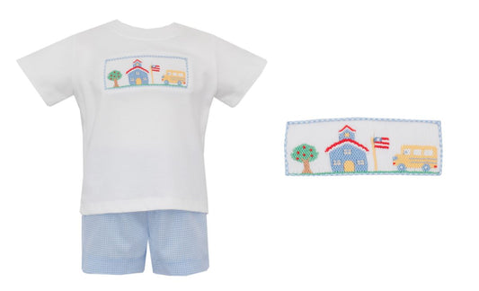 School House Boy’s Light Blue Gingham Short Set
