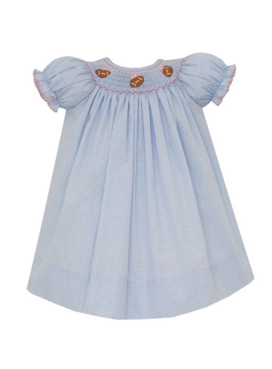 Football Light Blue Gingham Bishop Dress
