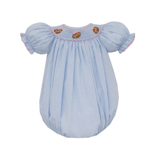 Football Light Blue Gingham Girls Bubble