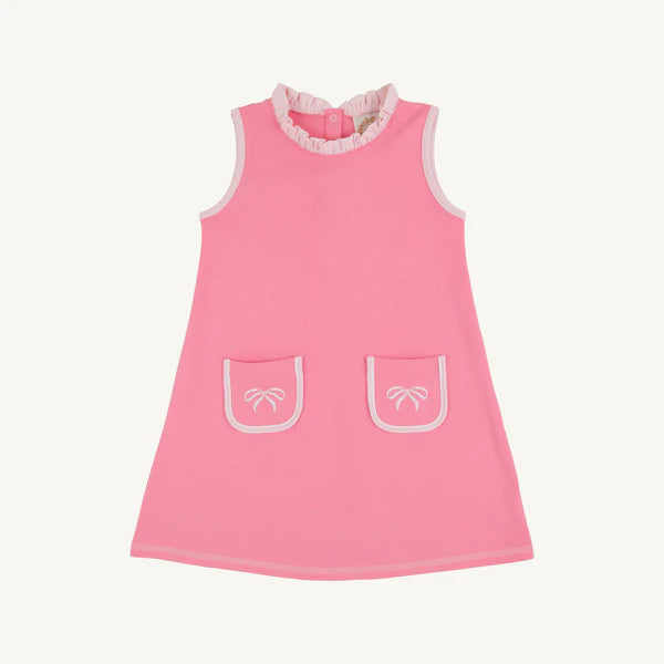 Lizzie's Luxe Leisure Dress Romany Rose with Palm Beach Pink & Bow Applique