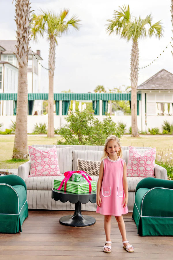 Lizzie's Luxe Leisure Dress Romany Rose with Palm Beach Pink & Bow Applique
