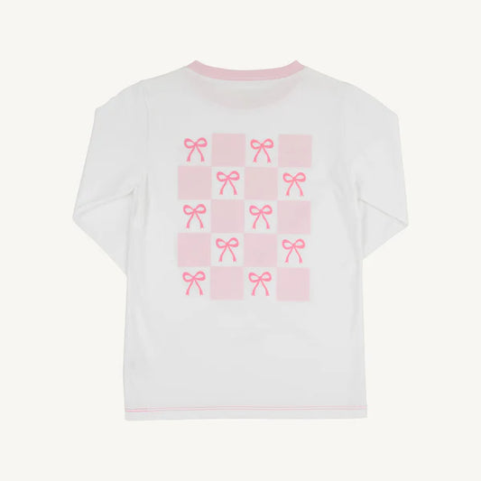 Long Sleeve Sir Proper's T Shirt Worth Avenue White with Palm Beach Pink