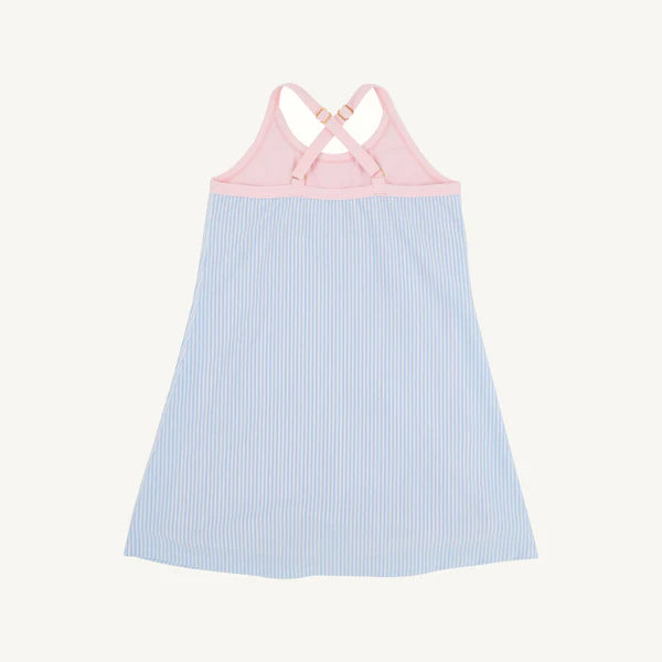 Prepletic™ Little Miss Tennis Dress Beale Street Blue Seersucker with Palm Beach Pink