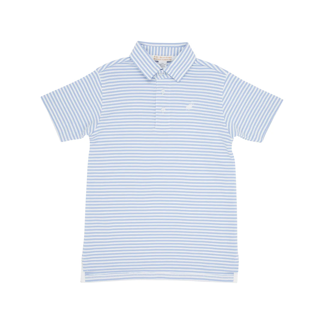 Prim & Proper Polo & Onesie
Beale Street Blue Stripe With Worth Avenue White Stork