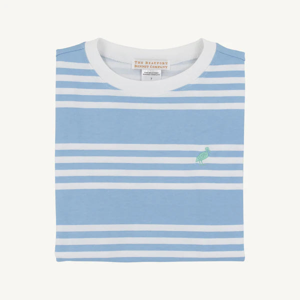 Carter Crewneck Saddle Ridge Stripe Worth Avenue White Gibson Island Green Stork