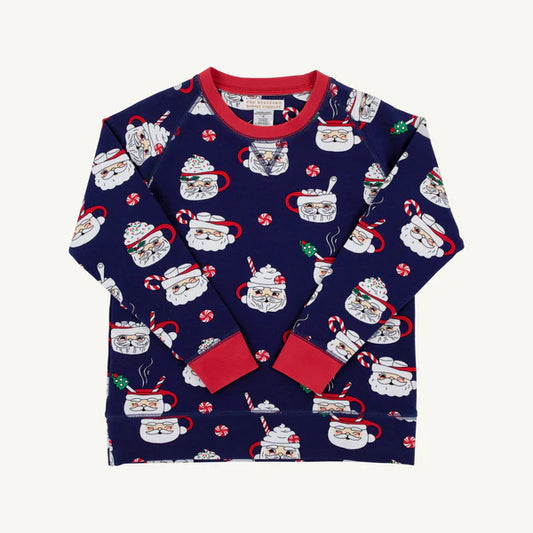 Cassidy Comfy Crewneck Keeping Spirits Bright (Nantucket Navy) with Richmond Red