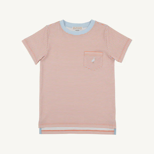Carter Crewneck Seashore Sherbet & Buckhead Blue Stripe with Multicolor Stork