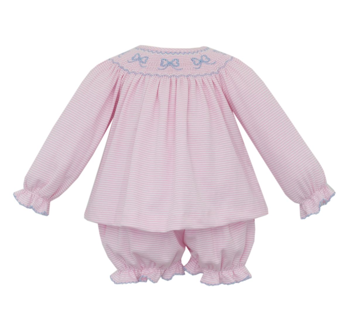 Bows Pink Knit Stripe Bloomer Set
