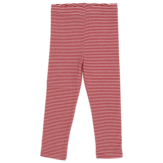 Girls Leggings - Red Stripe Knit