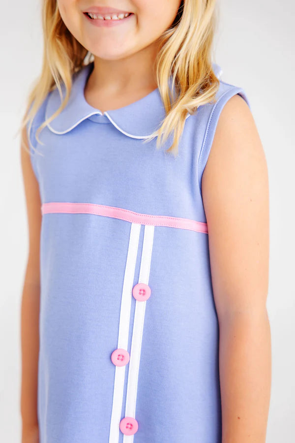 Luanne's Lunch Dress Park City Periwinkle with Worth Avenue White