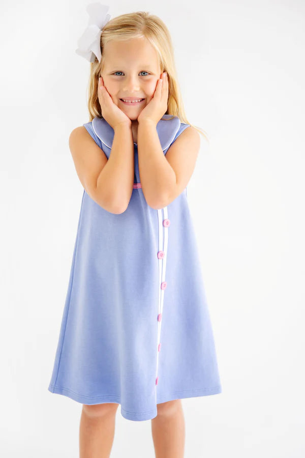 Luanne's Lunch Dress Park City Periwinkle with Worth Avenue White