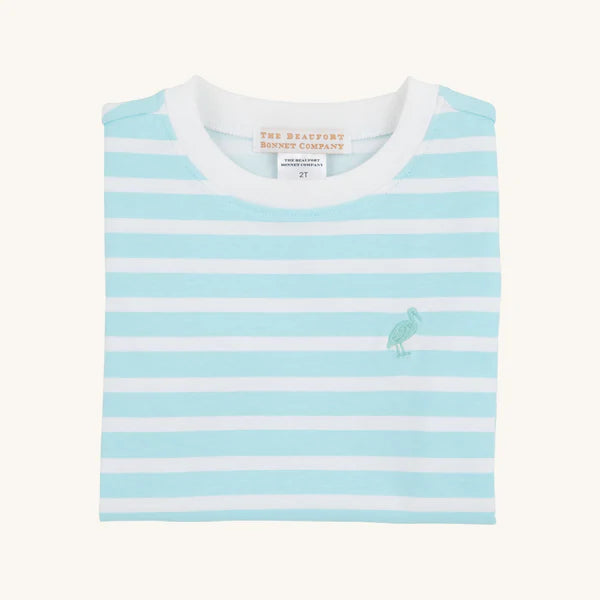 Carter Crewneck Edisto Egg Blue Stripe with Turks Teal Stork