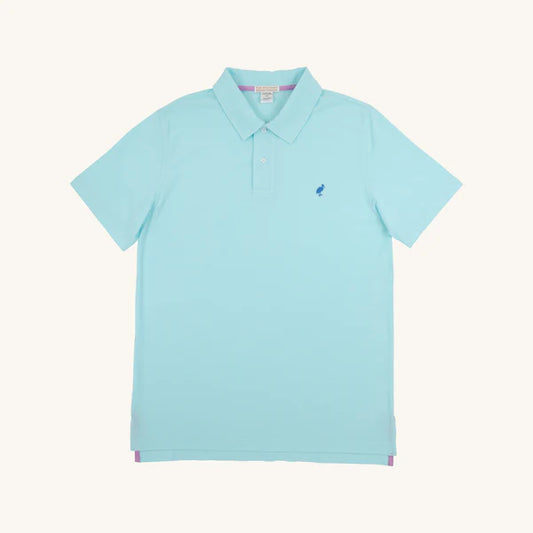 Prim & Proper Beach Polo & Onesie Edisto Egg Blue with Wood Boat Blue Stork