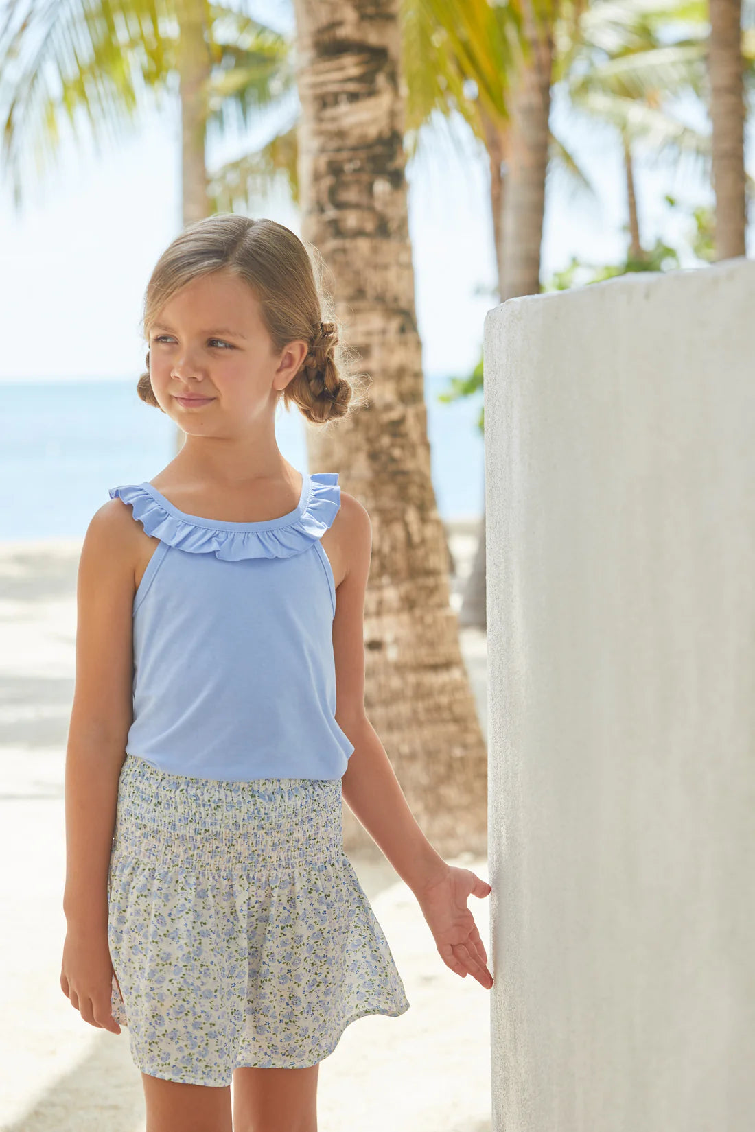 Ruffled Tank, Light Blue