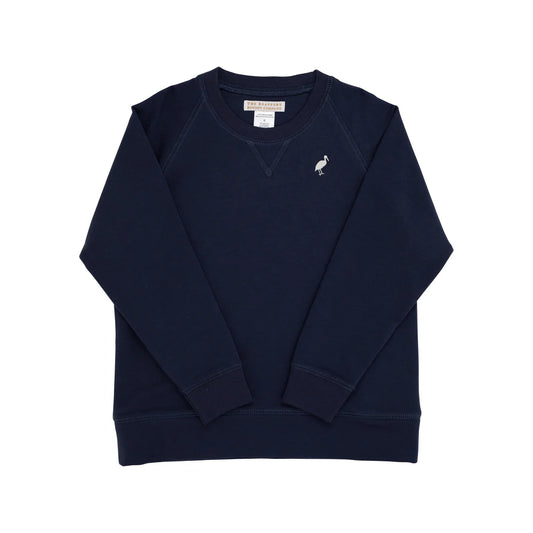 Cassidy Comfy Crewneck (Unisex) Nantucket Navy with Palmetto Pearl Stork