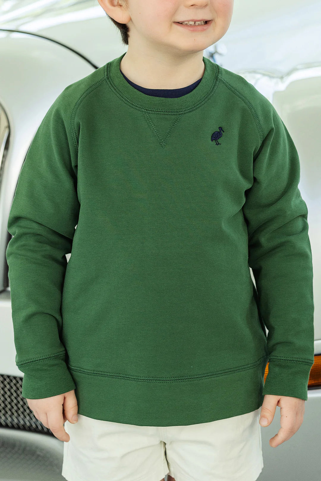 Cassidy Comfy Crewneck
Grier Green with Nantucket Navy Stork