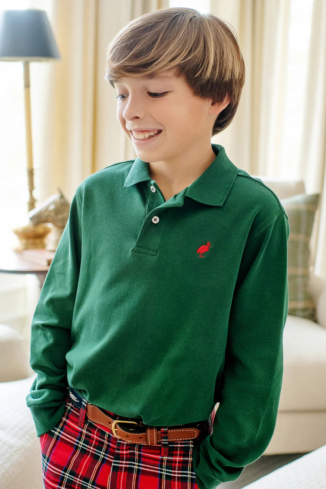 Long Sleeve Prim & Proper Polo & Onesie
Grier Green with Richmond Red Stork