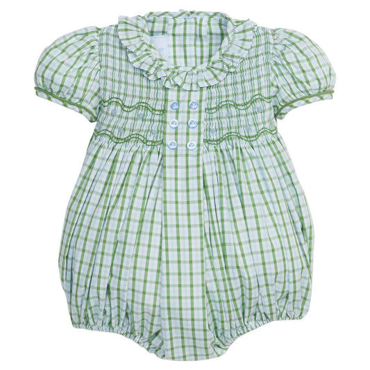 Smocked Bridget Bubble - Leland Plaid