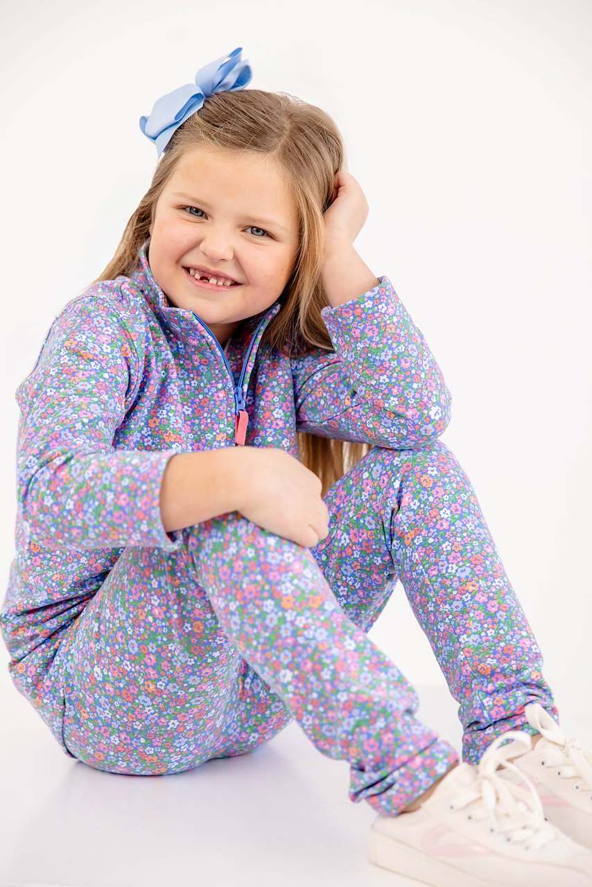 Canter Collar Half-zip Mountain Brook Mini Floral Parrot Cay Coral
