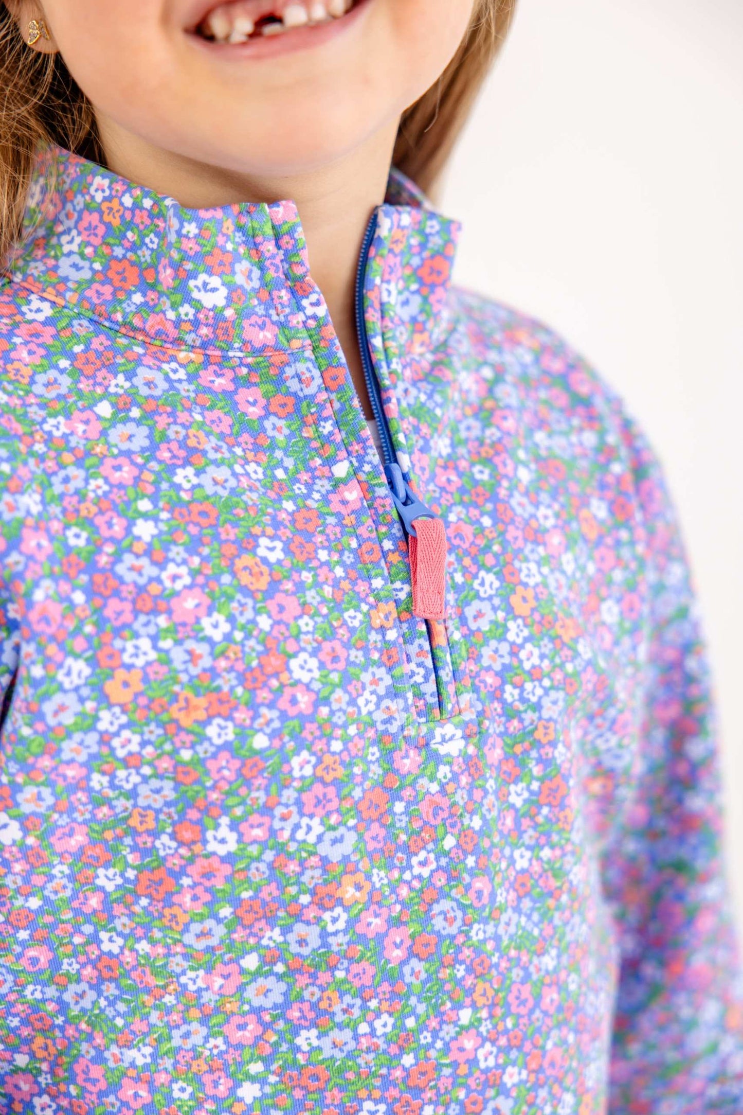 Canter Collar Half-zip Mountain Brook Mini Floral Parrot Cay Coral