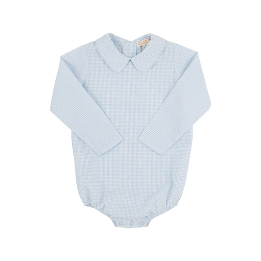 Peter Pan Collar Shirt & Onesie (Long Sleeve Woven) Barrington Blue Mini Windowpane