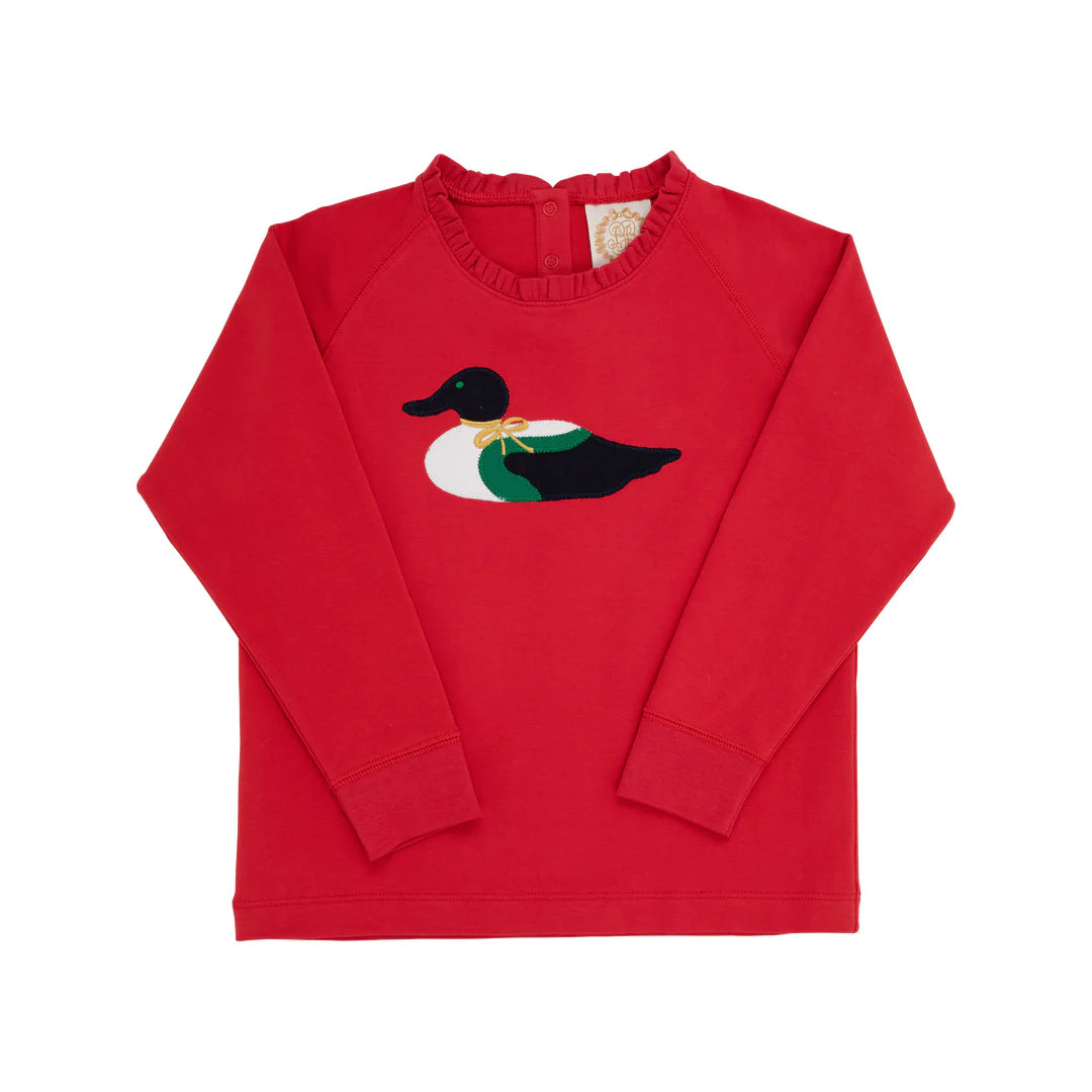 Cassidy Comfy Crewneck Richmond Red Ruffle & Duck Applique