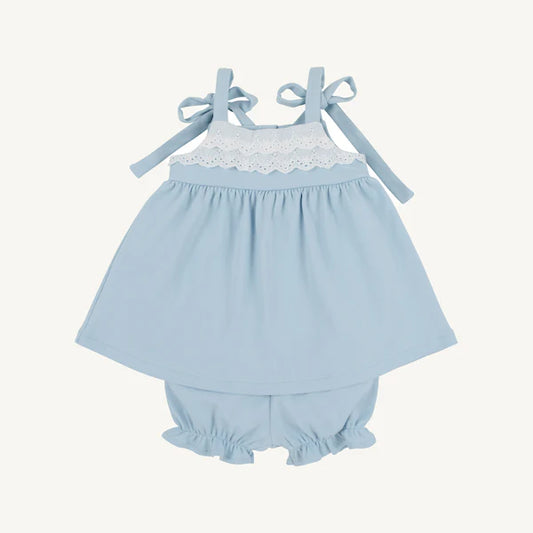 Idabelle Bloomer Set Buckhead Blue with Worth Avenue White Eyelet